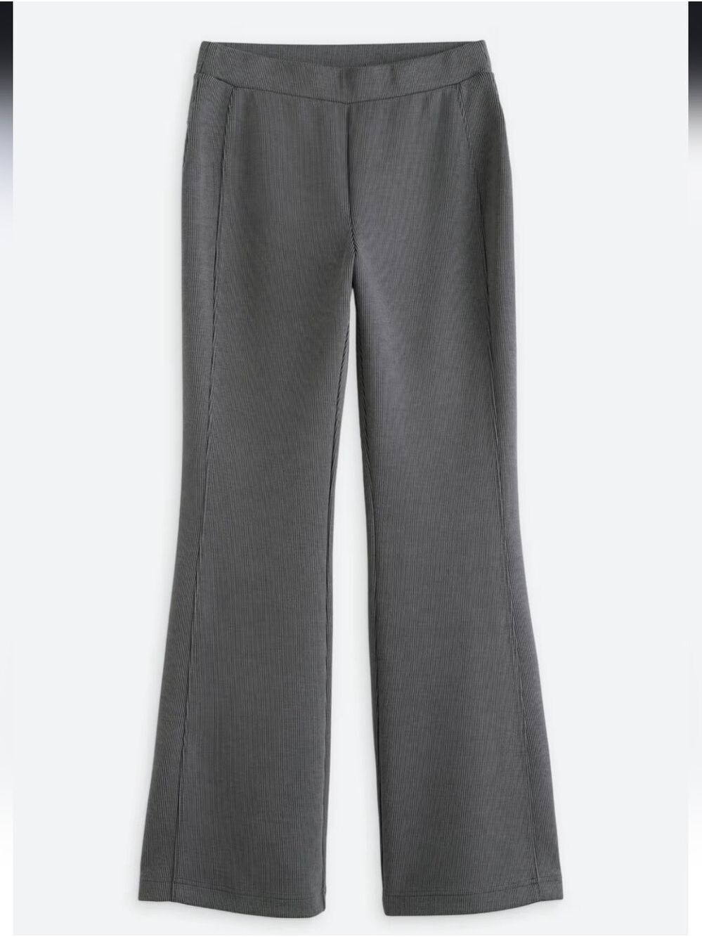Tribal Ribbed Techno Lux Bootcut Pants Gray High Rise Pull-On Sz XL NWT